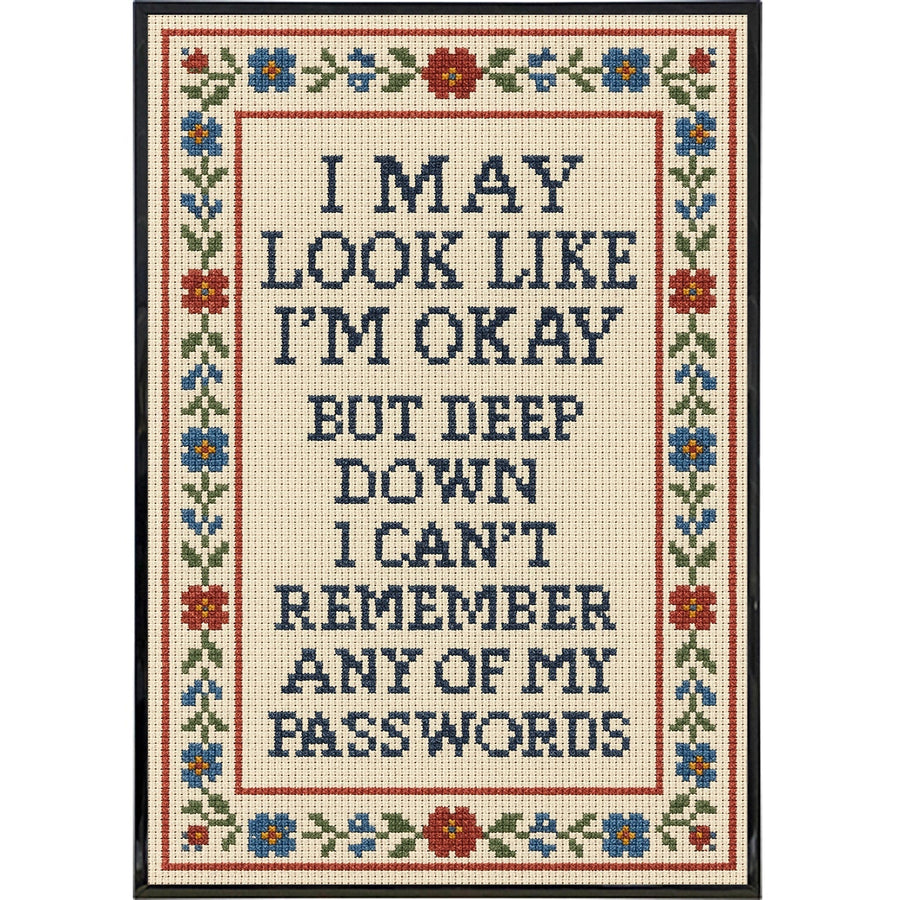 I May Look Like I'm Okay Needlepoint Poster Print