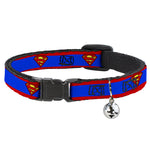 Cat Collar Breakaway - Superman Shield Stripe Red Blue