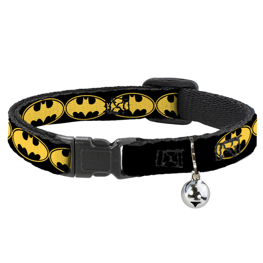 Cat Collar Breakaway - Bat Signal-3 Black Yellow Black