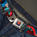 New 52 Superman Shield Explosion Full Color Blues Red Yellow Seatbelt Belt - New 52 Superman 1-Action Pose/Explosion/Bullets CLOSE-UP Light Blue Webbing