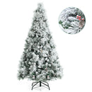 6 Feet Snow Flocked Christmas Tree with Pine Cone and Red Berries