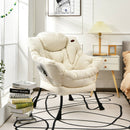 Modern Polyester Fabric Lazy Chair with Steel Frame and Side Pocket