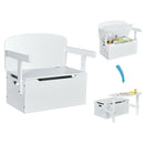 3-in-1 Kids Convertible Storage Bench Wood Activity Table and Chair Set-White