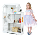 Kids Wooden Dollhouse Bookshelf with Anti-Tip Design and Storage Space