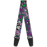 Guitar Strap - Joker Face Logo Spades Black White Purple