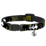 Cat Collar Breakaway - BATMAN w Bat Signals & Flying Bats Yellow Black White