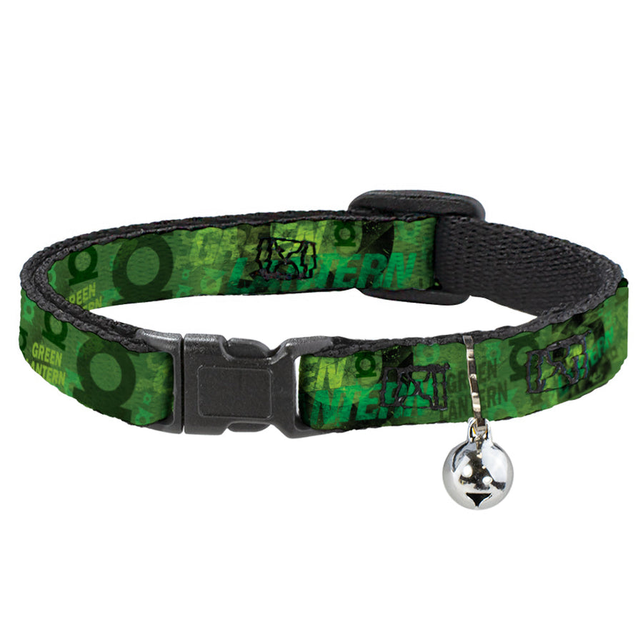 Cat Collar Breakaway - GREEN LANTERN Logo Collage Weathered Greens