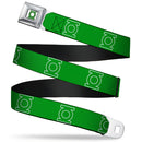 Green Lantern Logo CLOSE-UP White Green Seatbelt Belt - Green Lantern Logo Green/White Webbing