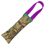 GUARDIANS OF THE GALAXY Dog Toy Squeaky Tug Toy - Groot Pose + GUARDIANS Shield Badge CLOSE-UP Green Purple - Purple Webbing