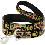 Dog Leash - Vintage DC Comics Superhero and Logos Collage Black