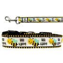 Pet Dog & Cat Nylon Collar or Leash, "Bee Happy"