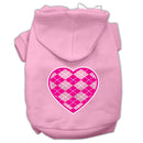 Pet Dog & Cat Hoodie Screen Printed, "Pink Argyle Heart"