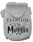 Pet Dog & Cat Hoodie Screen Printed, "Everyday I'm Mugglin"