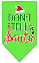 Christmas Pet and Dog Bandana Screen Printed, "Don't Tell Santa"