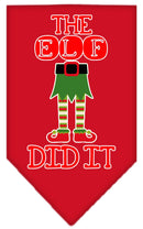 Christmas Pet and Dog Bandana Screen Printed, "The Elf Did It"
