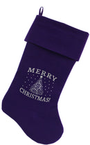 Velvet Christmas Stocking Screen Printed, "Shimmer Christmas Tree"
