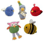 Knit Knacks Organic Cotton Pet and Dog Toys, "Birds & A Bee Group" (Choose from 5 Different Options)