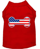 Pet Dog & Cat Shirt Screen Printed, "Bone Shaped American Flag"