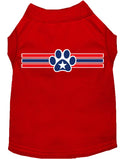 Pet Dog & Cat Shirt Screen Printed, "Patriotic Star Paw Print"
