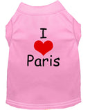 Pet Dog & Cat Shirt Screen Printed, "I Love Paris"