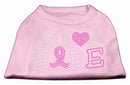 Pet Dog & Cat Shirt Rhinestone, "Peace Love Hope Breast Cancer Awareness"