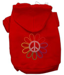 Pet, Dog & Cat Hoodie Rhinestone, "Rainbow Flower Peace Sign"