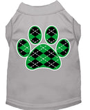 Pet Dog & Cat Shirt Screen Printed, "Argyle Paw Emerald Green"
