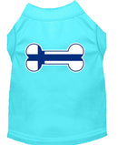 Pet Dog & Cat Shirt Screen Printed, "Bone Shaped Finland Flag"