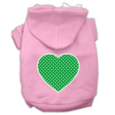 Pet Dog & Cat Hoodie Screen Printed, "Green Swiss Dots Heart"