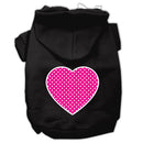 Pet Dog & Cat Hoodie Screen Printed, "Pink Swiss Dots Heart"