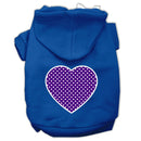 Pet Dog & Cat Hoodie Screen Printed, "Purple Swiss Dots Heart"