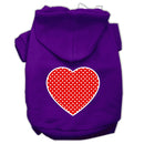 Pet Dog & Cat Hoodie Screen Printed, "Red Swiss Dots Heart"