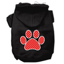 Pet Dog & Cat Hoodie Screen Printed, "Red Swiss Dots Paw"