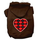 Pet Dog & Cat Hoodie Screen Printed, "Red Argyle Heart"