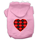 Pet Dog & Cat Hoodie Screen Printed, "Red Argyle Heart"