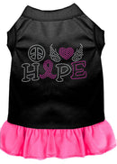 Rhinestone Pet Dog & Cat Dress Rhinestone, "Peace Love Hope Breast Cancer"