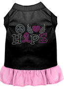 Rhinestone Pet Dog & Cat Dress Rhinestone, "Peace Love Hope Breast Cancer"