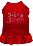 Rhinestone Pet Dog & Cat Dress Rhinestone, "Peace Love Hope Breast Cancer"