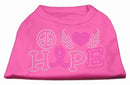 Pet Dog & Cat Shirt Rhinestone, "Peace Love Hope Breast Cancer Awareness"