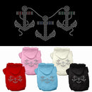 Pet Dog & Cat Hoodie Rhinestone, "Anchors"