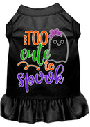 Pet Dog & Cat Dress Screen Printed, "Too Cute To Spook - Girly Ghost"
