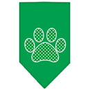 Pet and Dog Bandana Screen Printed, "Green Swiss Dot Paw"