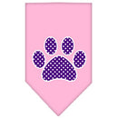 Pet and Dog Bandana Screen Printed, "Purple Swiss Dot Paw"