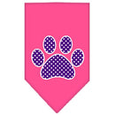 Pet and Dog Bandana Screen Printed, "Purple Swiss Dot Paw"