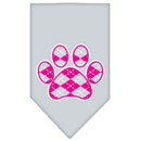 Pet and Dog Bandana Screen Printed,  "Pink Argyle Paw"