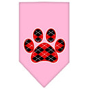 Pet and Dog Bandana Screen Printed, "Red Argyle Paw"