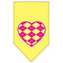 Pet and Dog Bandana Screen Printed, "Pink Argyle Heart"