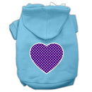 Pet Dog & Cat Hoodie Screen Printed, "Purple Swiss Dots Heart"