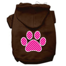 Pet Dog & Cat Hoodie Screen Printed, "Pink Swiss Dots Paw"