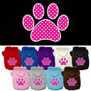 Pet Dog & Cat Hoodie Screen Printed, "Pink Swiss Dots Paw"